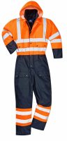 High Visibility Orange & Navy Lined Waterproof Coverall S485